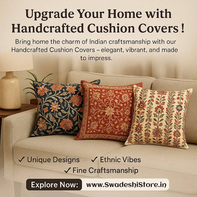 Elegant Handcrafted Cushion Covers by Suryanagri Kadhai Craft